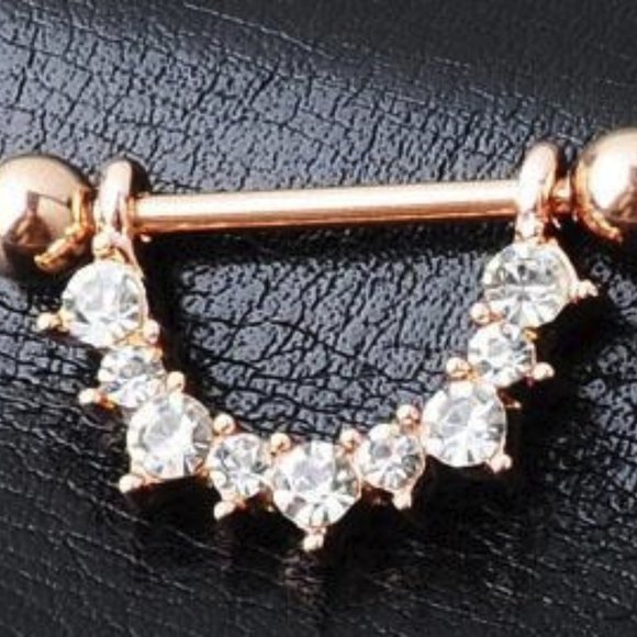 Clear Crystal Loop Nipple Bars ~ Per Pair - Picture 5 of 7